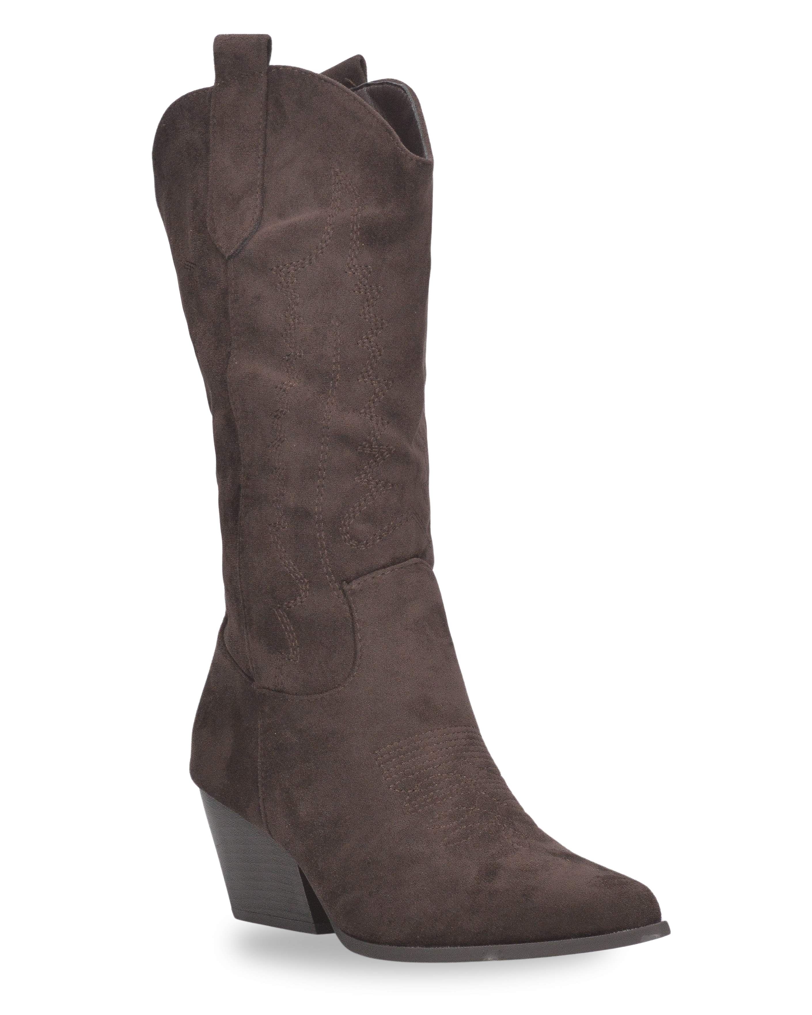 VITA - stivali camperos texani in tessuto scamosciato marrone scuro