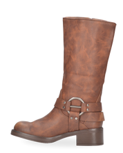 KASSY - stivaletti borchiati marroncini con tacco basso