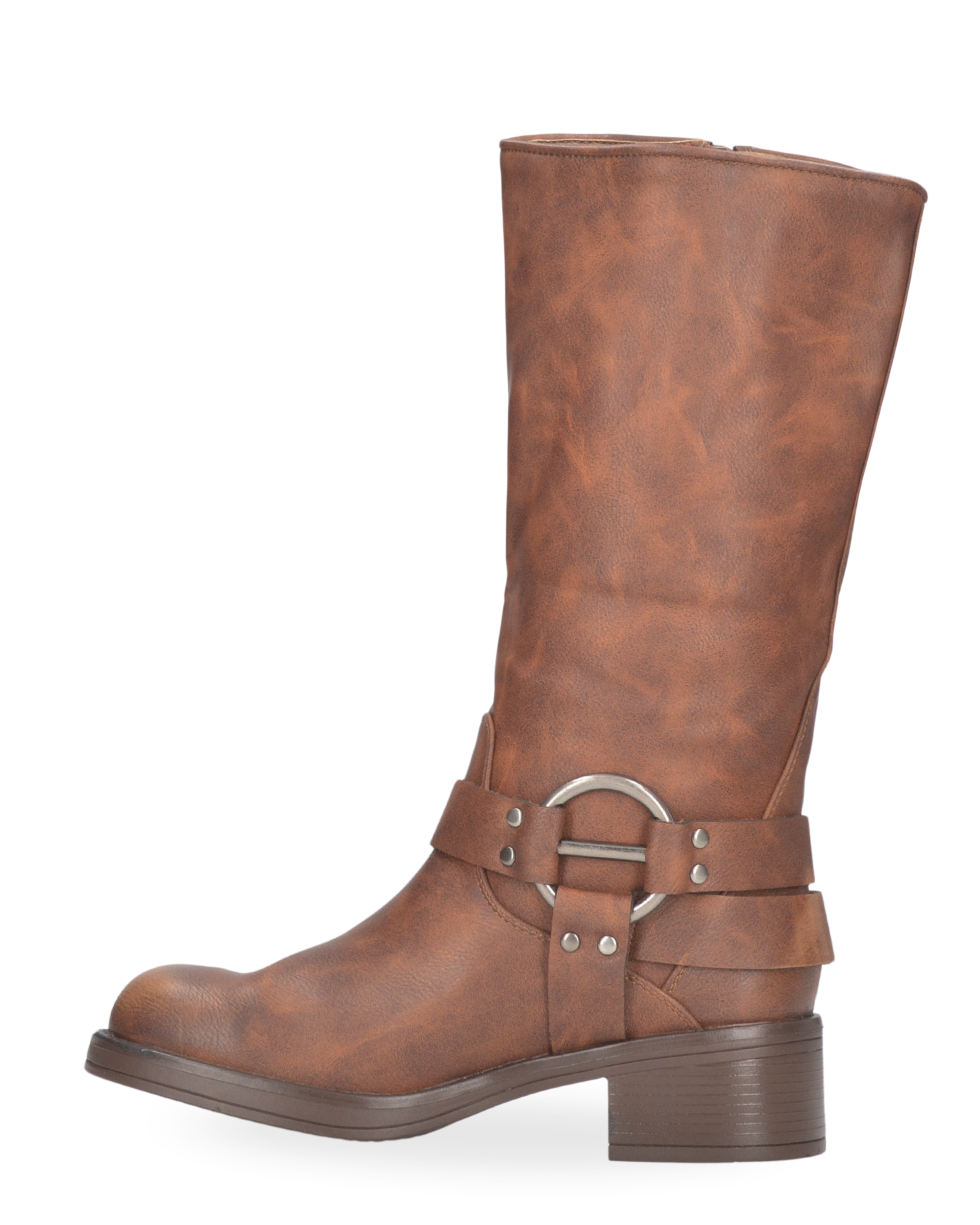 KASSY - stivaletti borchiati marroncini con tacco basso