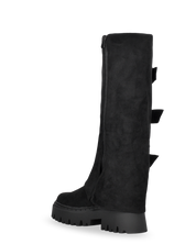 CATIA - stivali neri platform con risvolto e cinturini regolabili