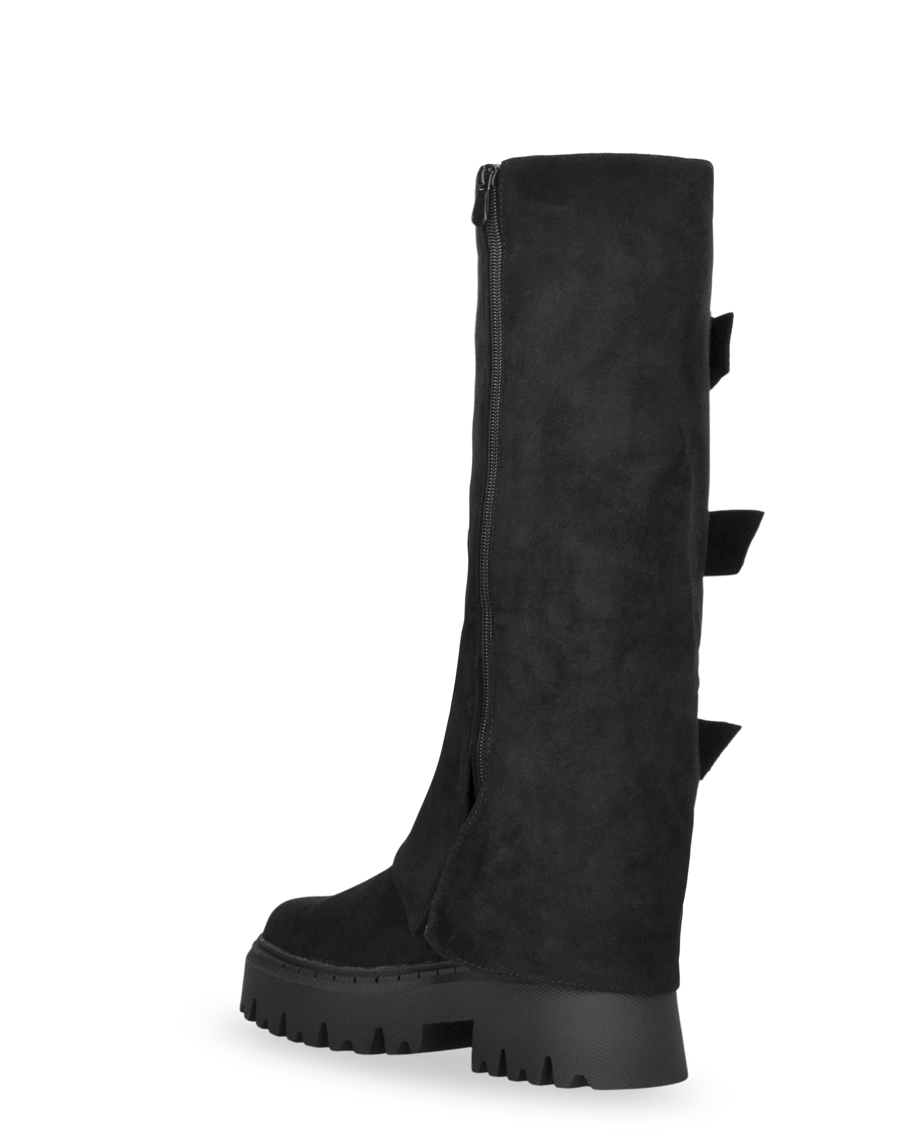 CATIA - stivali neri platform con risvolto e cinturini regolabili