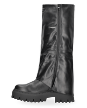 CATIA - stivali neri platform con risvolto e cinturini regolabili in finta pelle