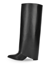 FEDRIKA -  Stivale 2 in 1 in ecopelle nera: da stivale alto a stivaletto con un semplice gesto