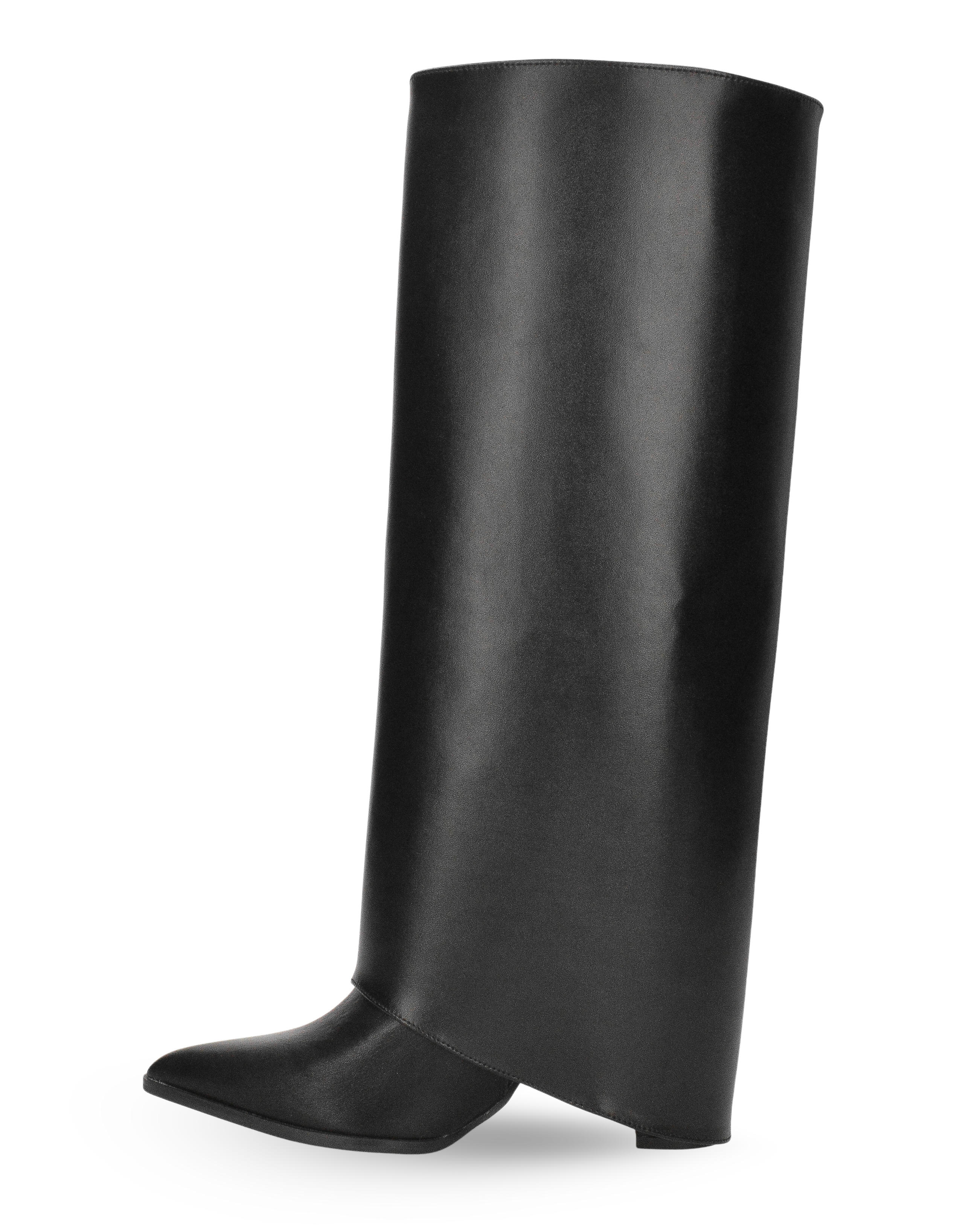 FEDRIKA -  Stivale 2 in 1 in ecopelle nera: da stivale alto a stivaletto con un semplice gesto