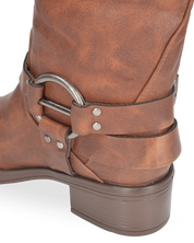 KASSY - stivaletti borchiati marroncini con tacco basso