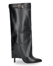 MEDHA - stivali alti con risvolto, tacco a spillo e cinturino decorativo