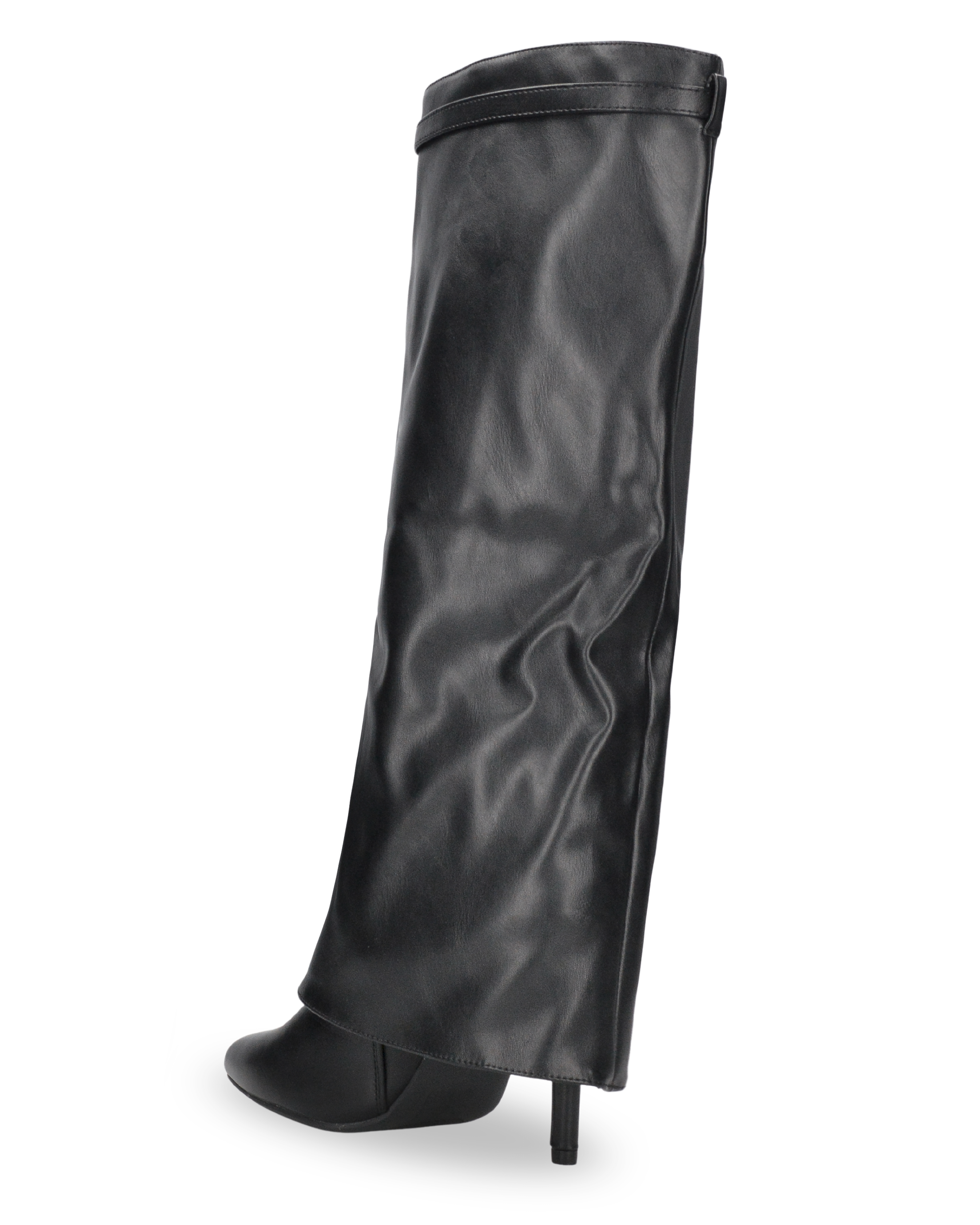 MEDHA - stivali alti con risvolto, tacco a spillo e cinturino decorativo