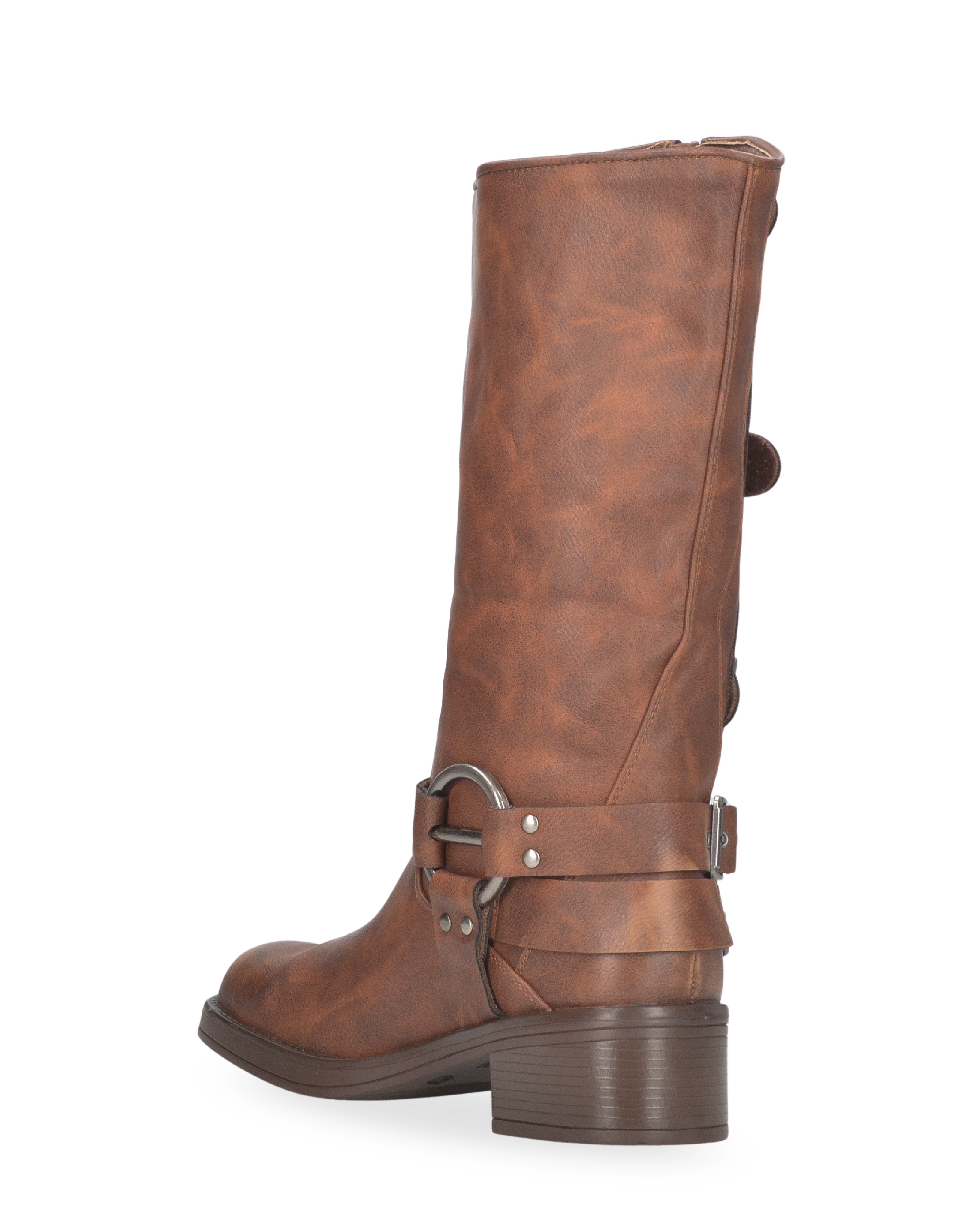 KASSY - stivaletti borchiati marroncini con tacco basso