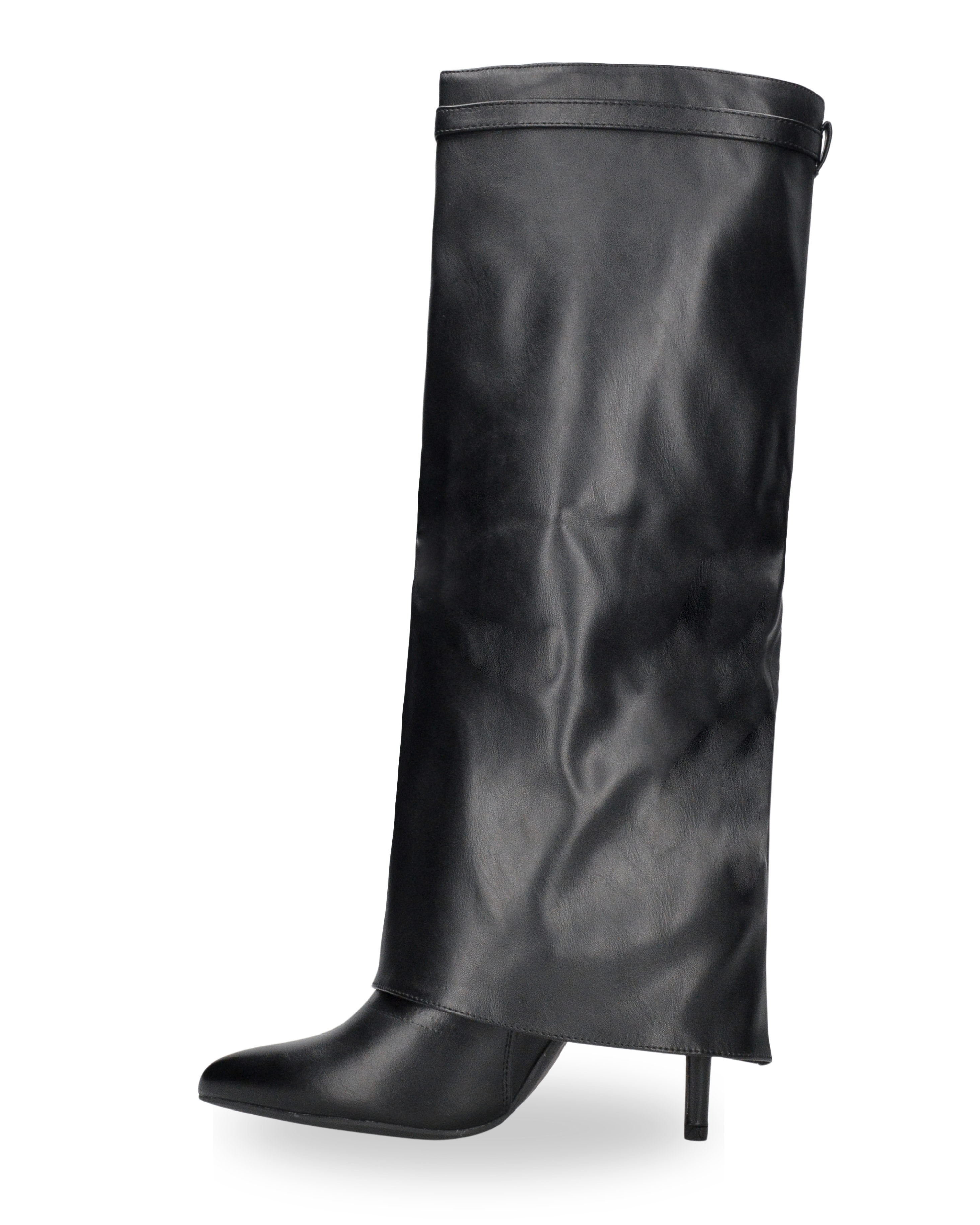 MEDHA - stivali alti con risvolto, tacco a spillo e cinturino decorativo