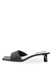 TITTI - sandali con tacco in ecopelle nera con soletta bianca