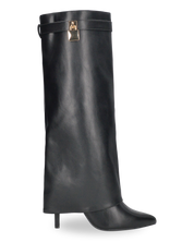 LALITA - stivali alti neri con risvolto e decorazione dorata