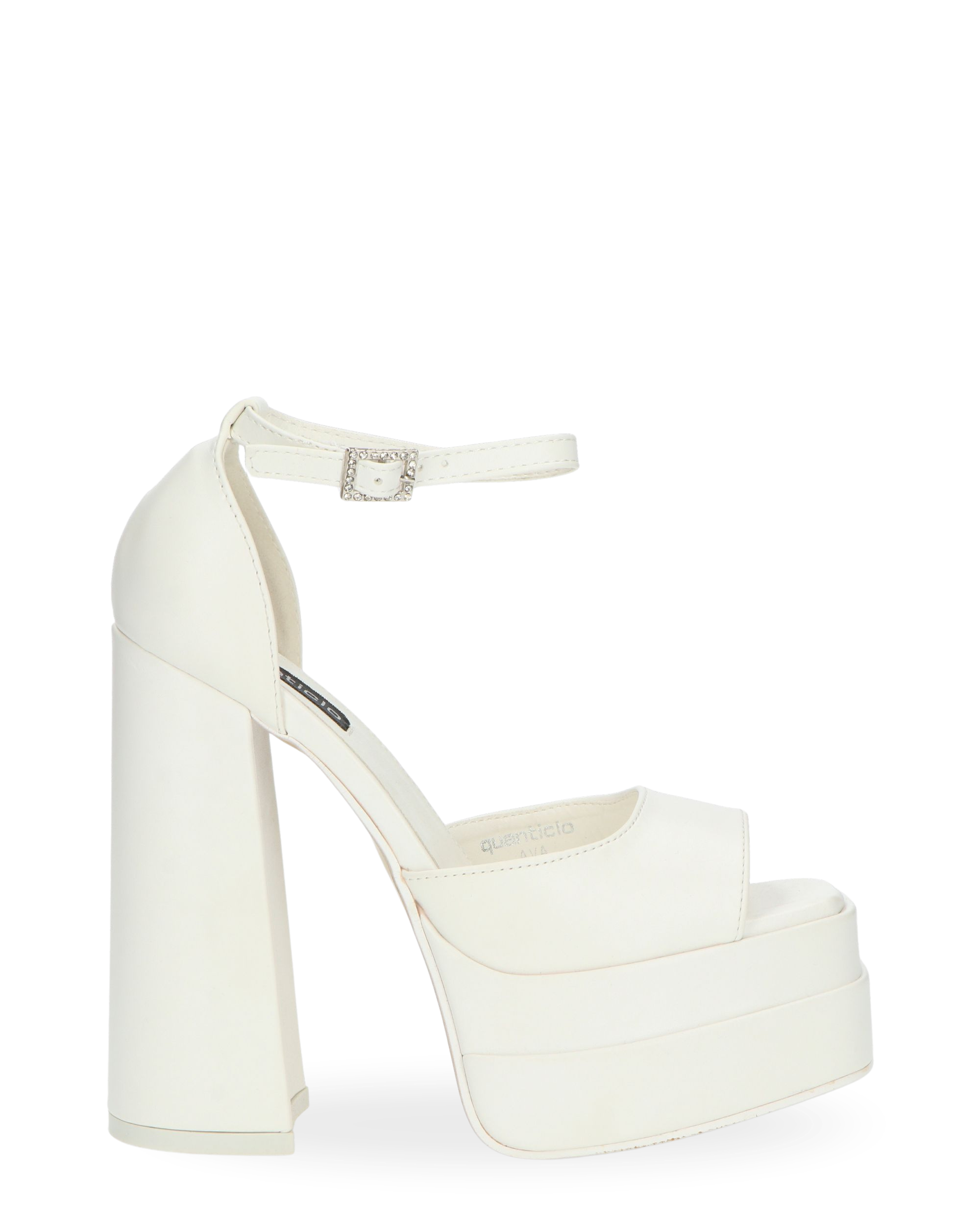 AVA - sandali con tacchi alti in ecopelle bianca e gemme nel cinturino