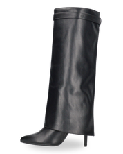 LALITA - stivali alti neri con risvolto e decorazione dorata