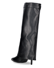 LALITA - stivali alti neri con risvolto e decorazione dorata