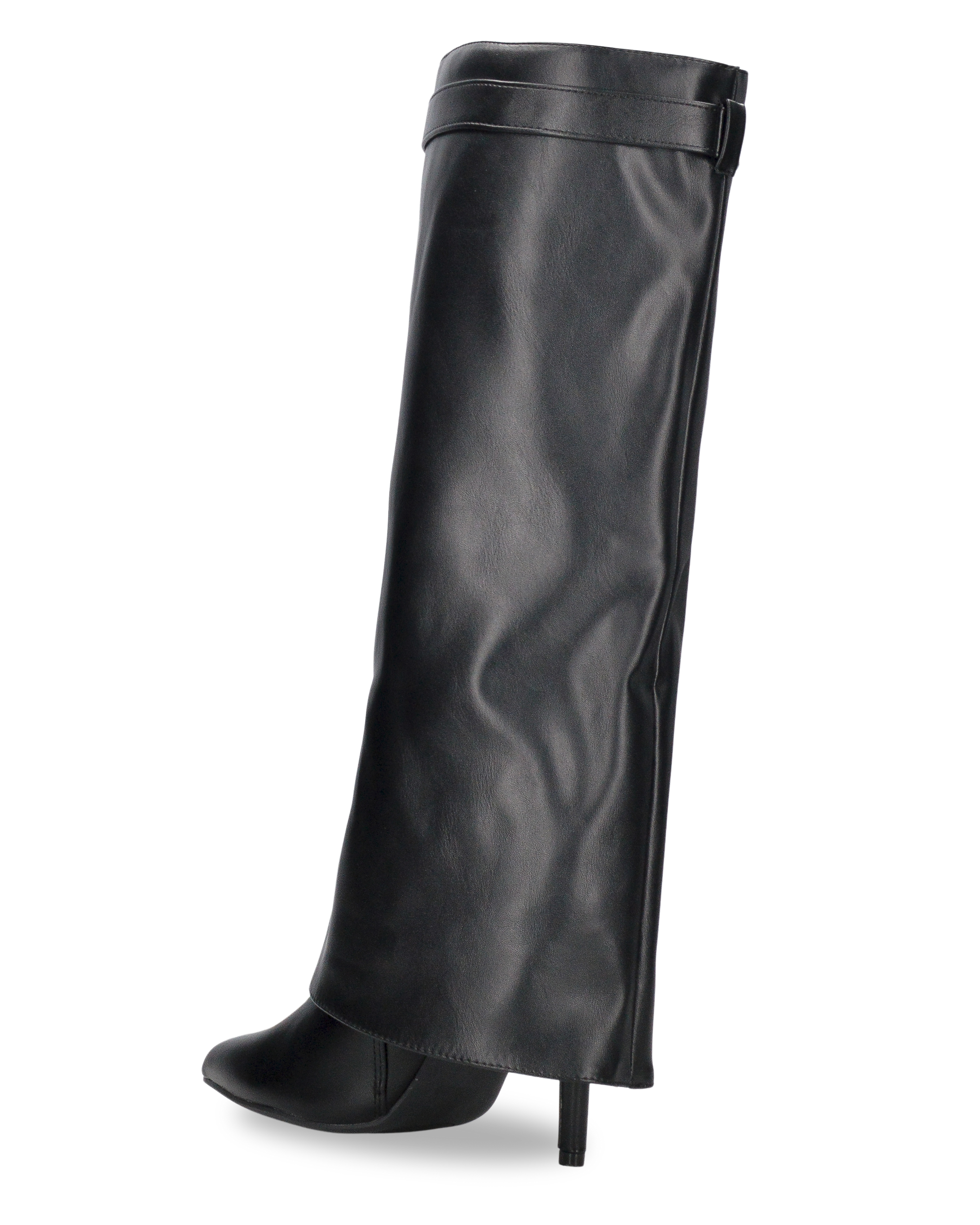 LALITA - stivali alti neri con risvolto e decorazione dorata