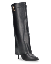 LALITA - stivali alti neri con risvolto e decorazione dorata