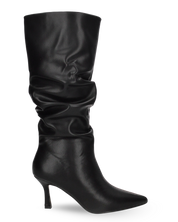 GRACY- Stivale alto arricciato, punta affusolata ecopelle nera