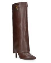 LALITA - stivali alti marroni con risvolto e decorazione dorata