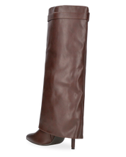 LALITA - stivali alti marroni con risvolto e decorazione dorata