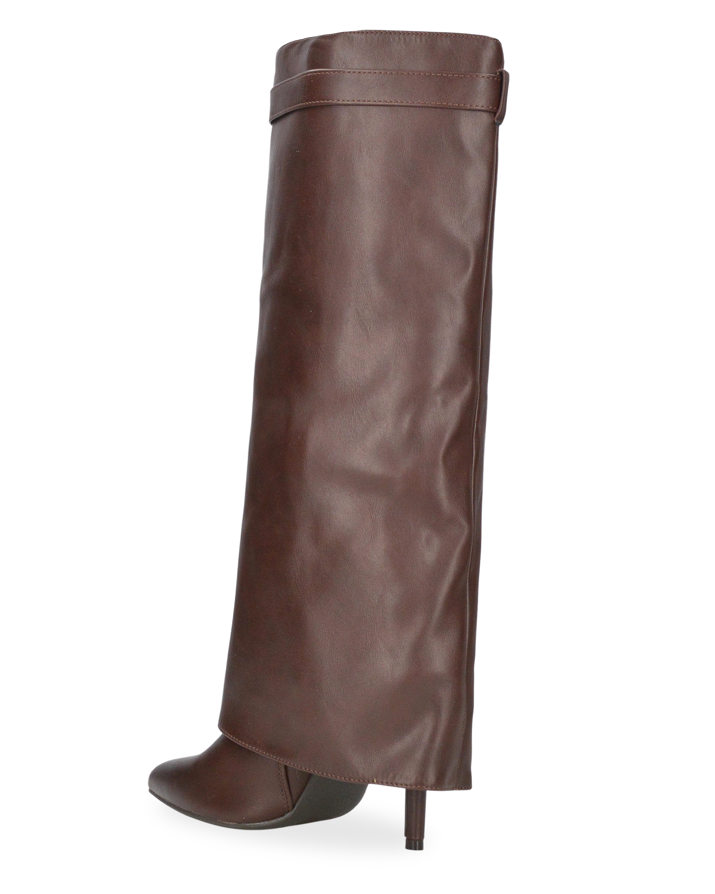 LALITA - stivali alti marroni con risvolto e decorazione dorata