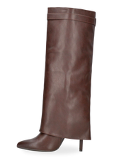 LALITA - stivali alti marroni con risvolto e decorazione dorata