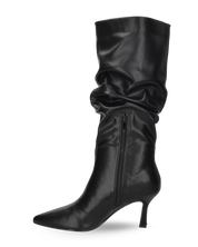 GRACY- Stivale alto arricciato, punta affusolata ecopelle nera