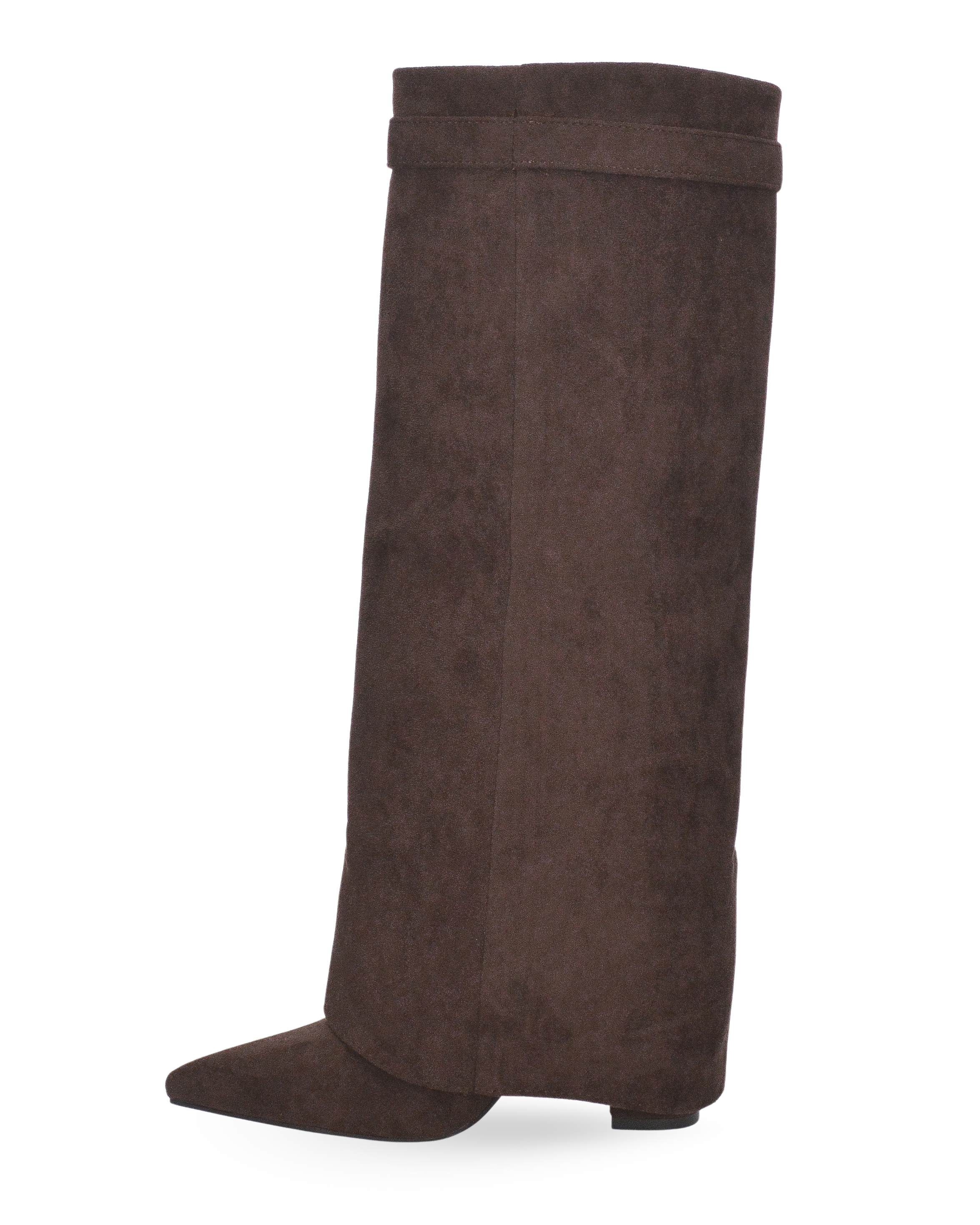 LILY - stivali alti in camoscio marrone con risvolto