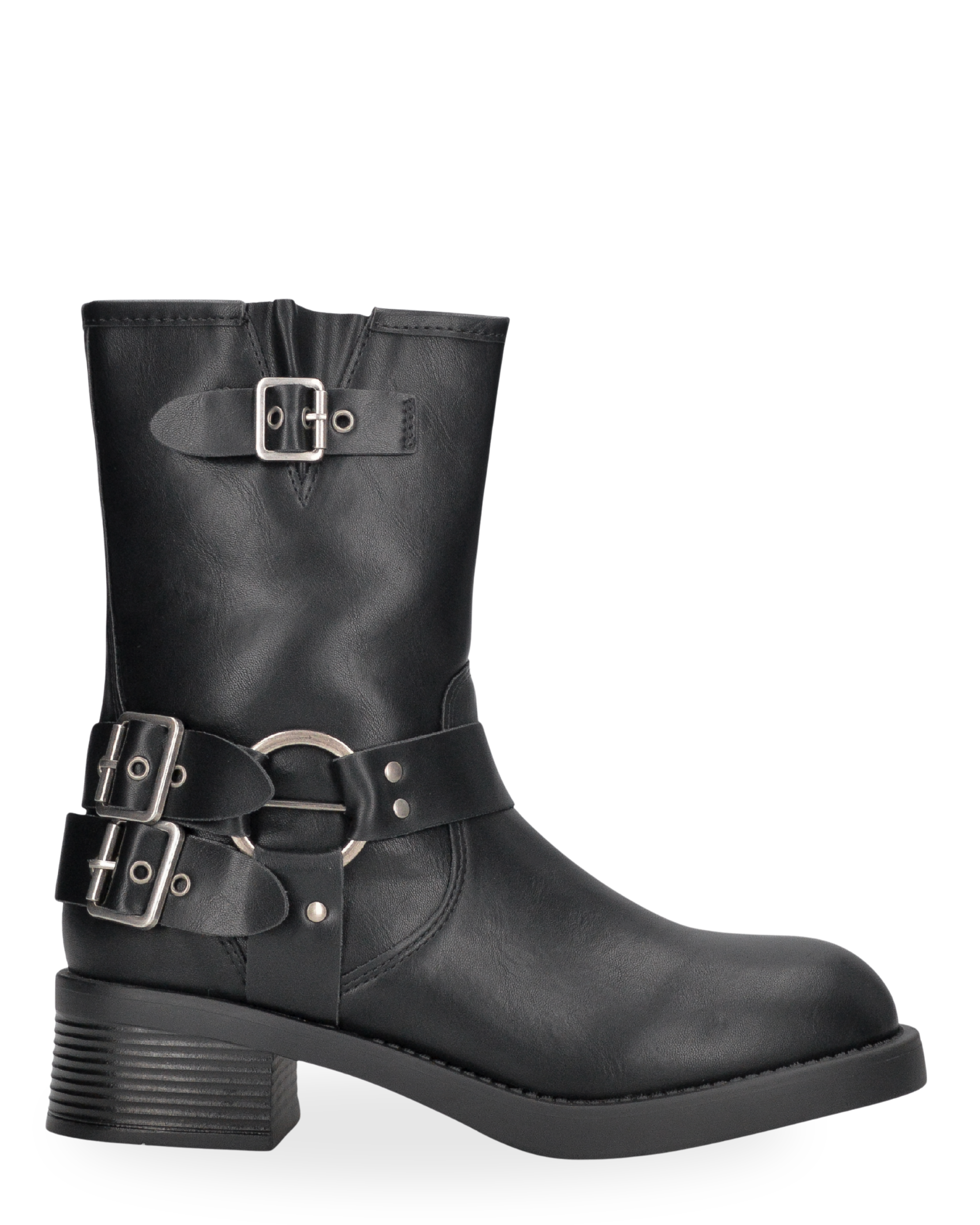 KOSTA - stivaletto biker nero con cerniera laterale