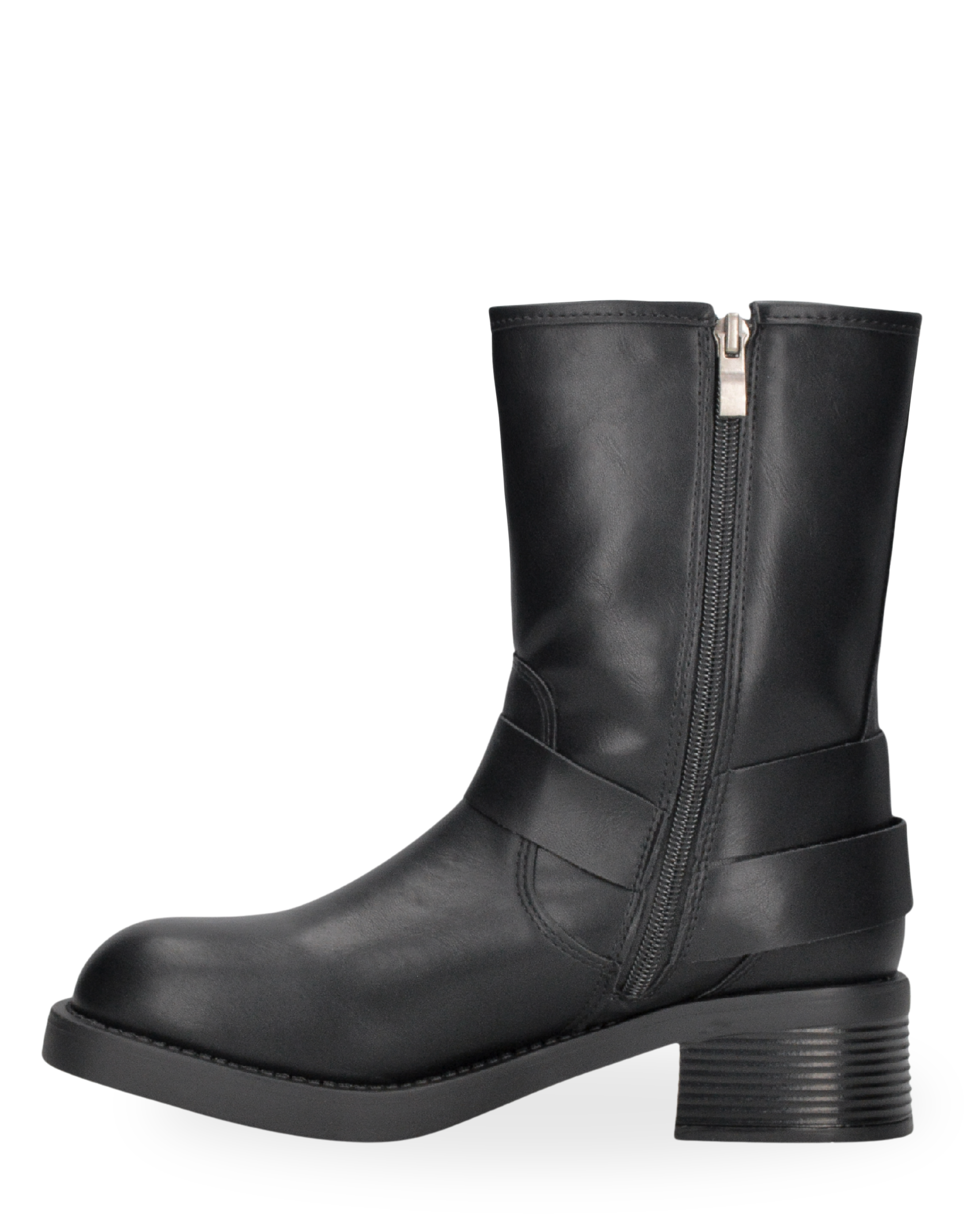 KOSTA - stivaletto biker nero con cerniera laterale