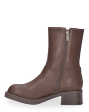 KOSTA - stivaletto biker marrone con cerniera laterale