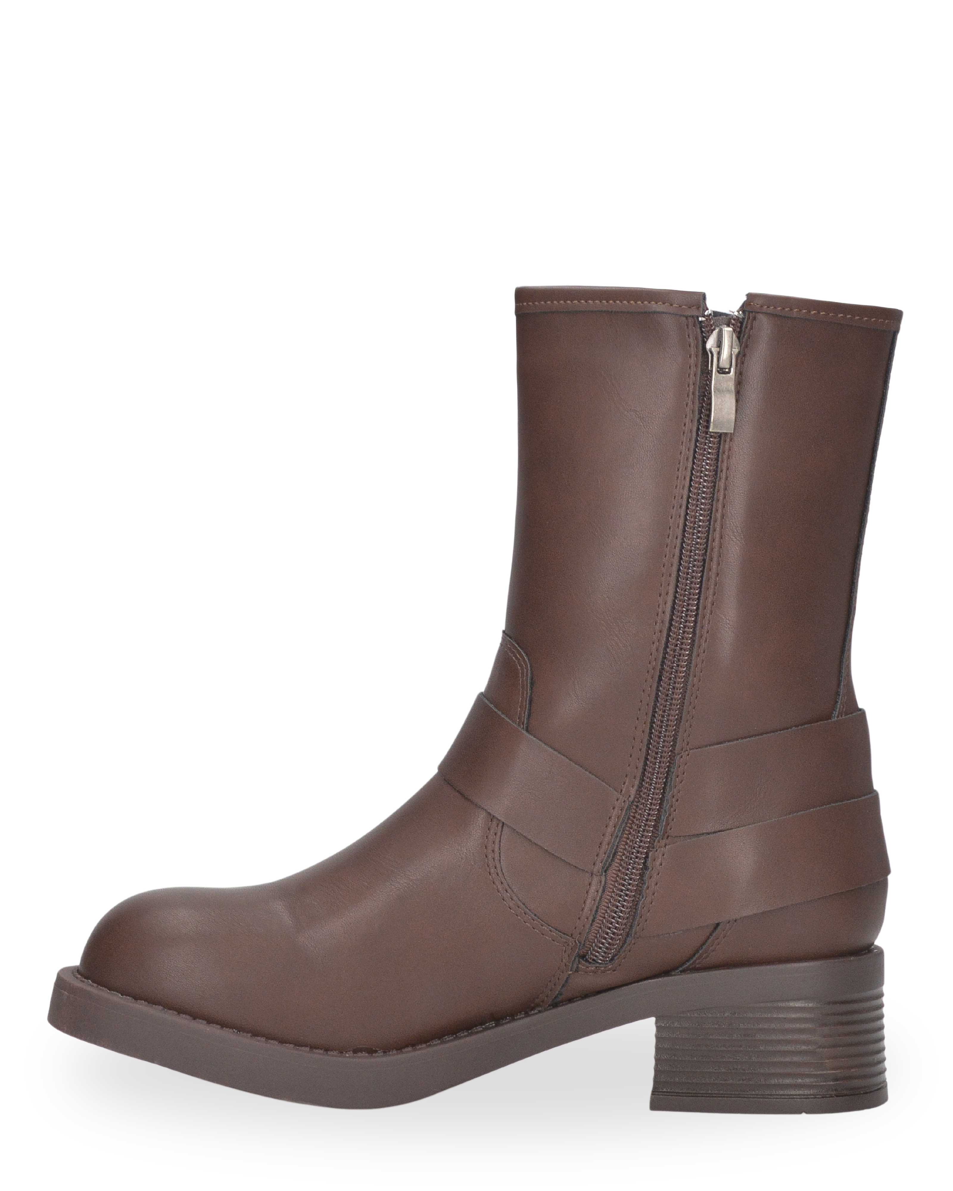 KOSTA - stivaletto biker marrone con cerniera laterale