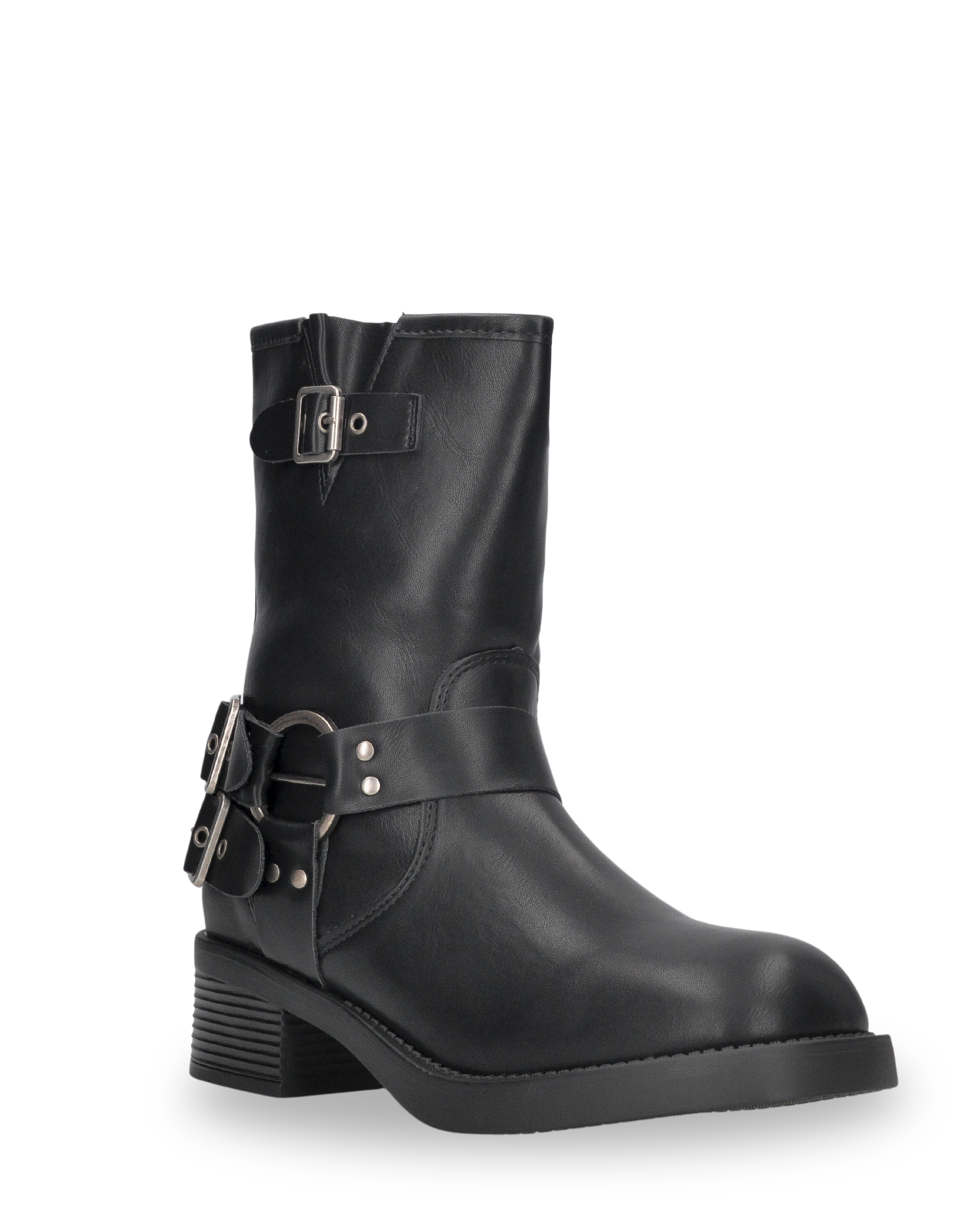 KOSTA - stivaletto biker nero con cerniera laterale