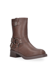 KOSTA - stivaletto biker marrone con cerniera laterale