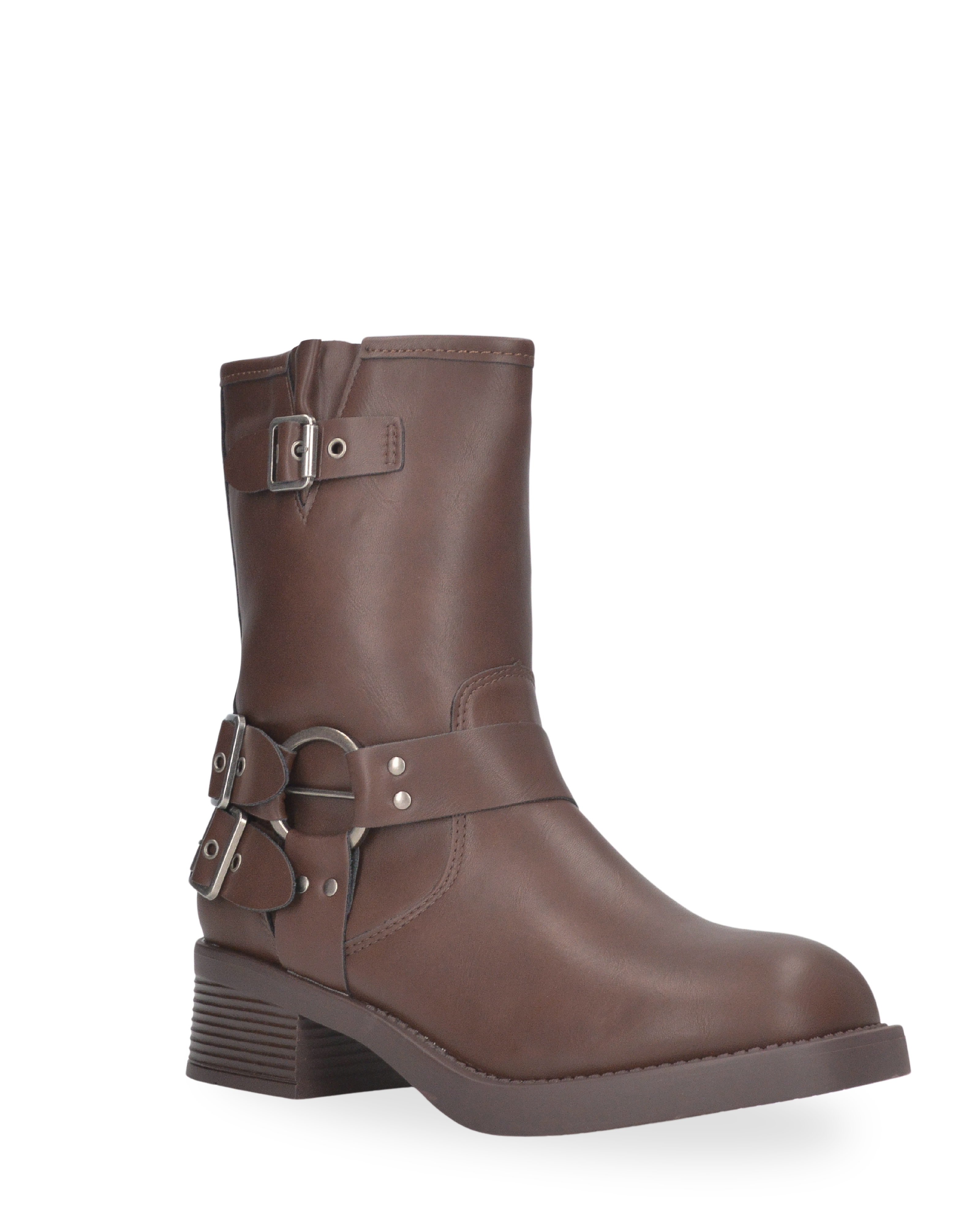 KOSTA - stivaletto biker marrone con cerniera laterale