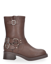 KOSTA - stivaletto biker marrone con cerniera laterale