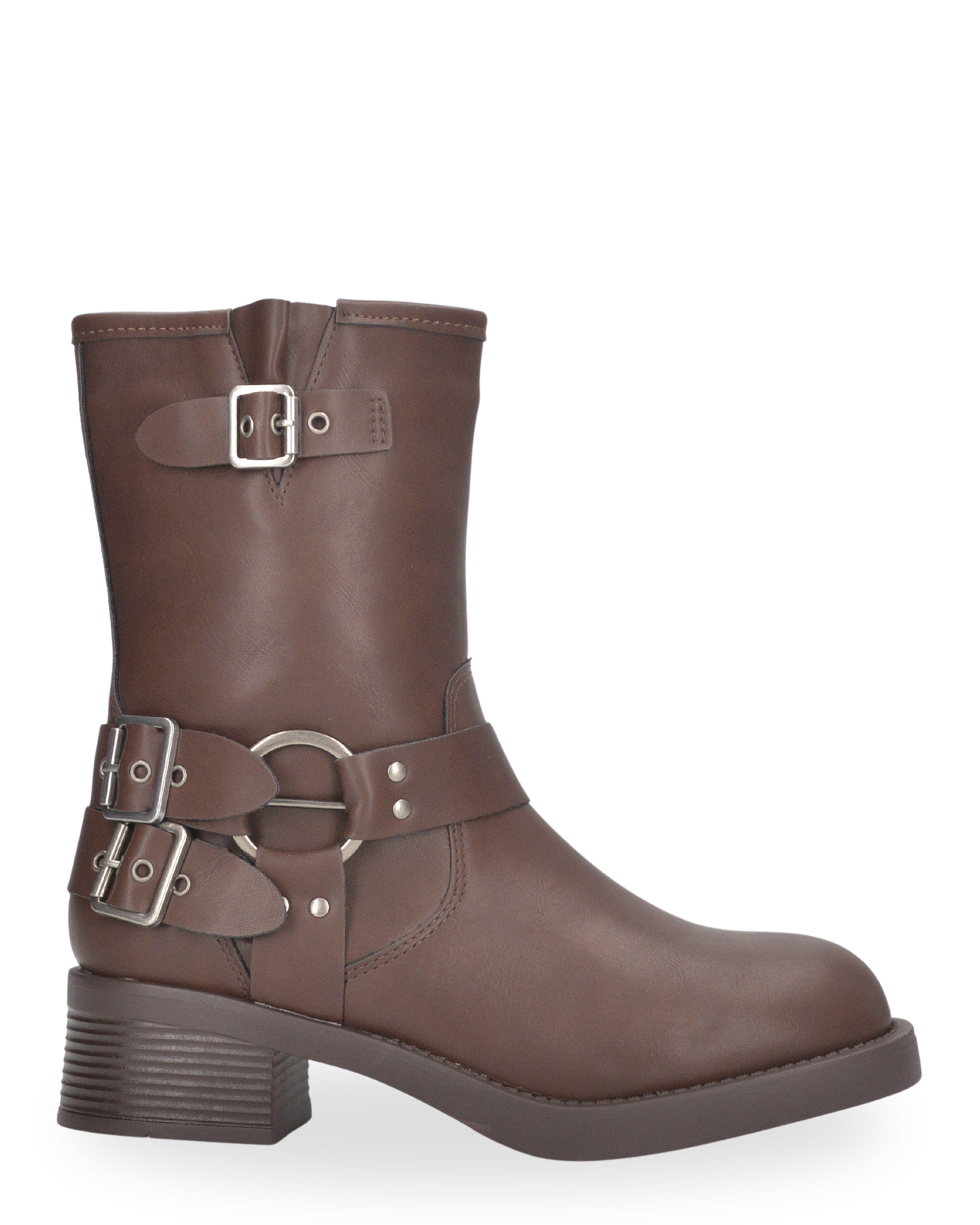 KOSTA - stivaletto biker marrone con cerniera laterale