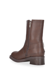 KOSTA - stivaletto biker marrone con cerniera laterale