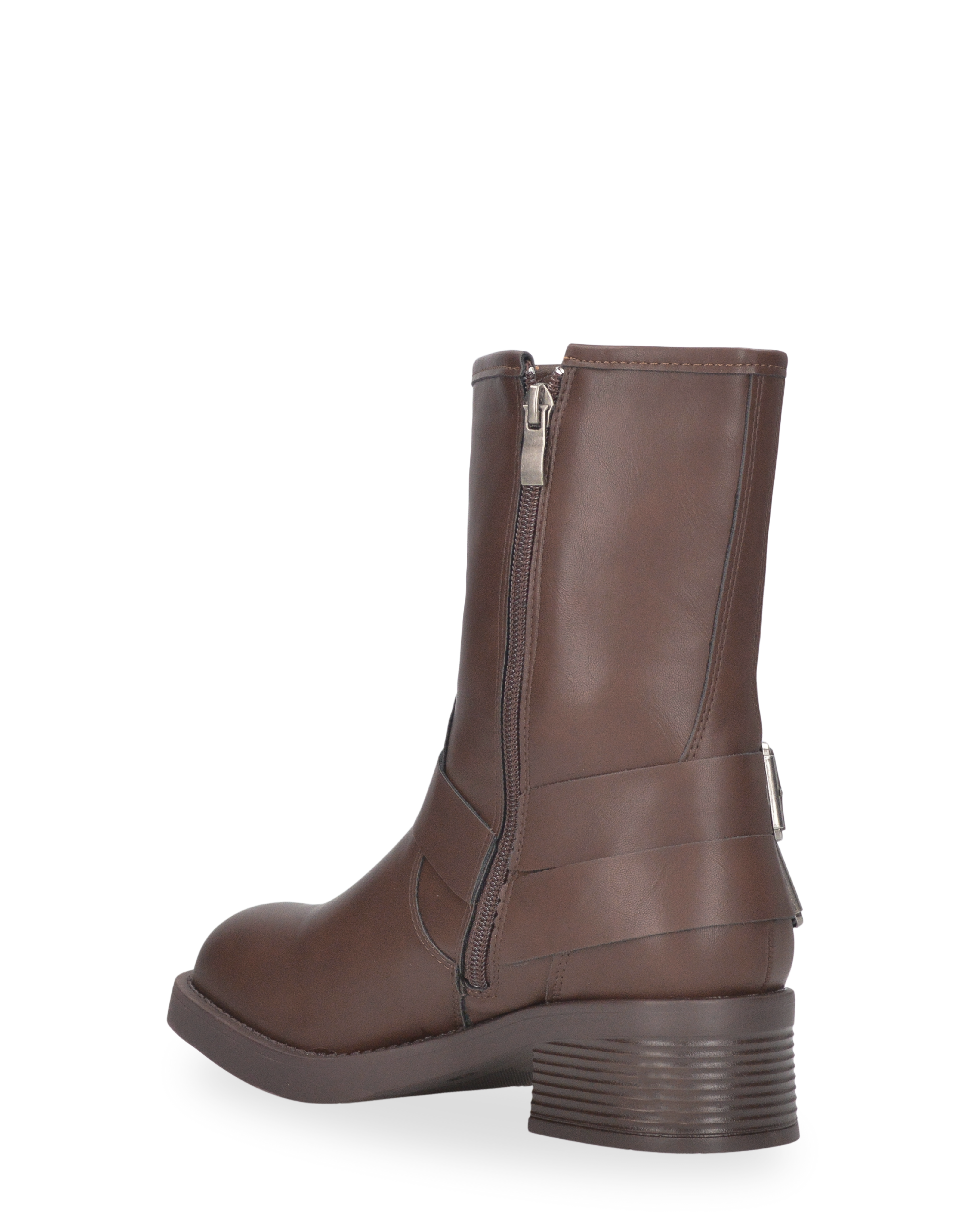 KOSTA - stivaletto biker marrone con cerniera laterale