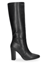 DEYA - stivali alti neri con cintura laterale e tacco alto