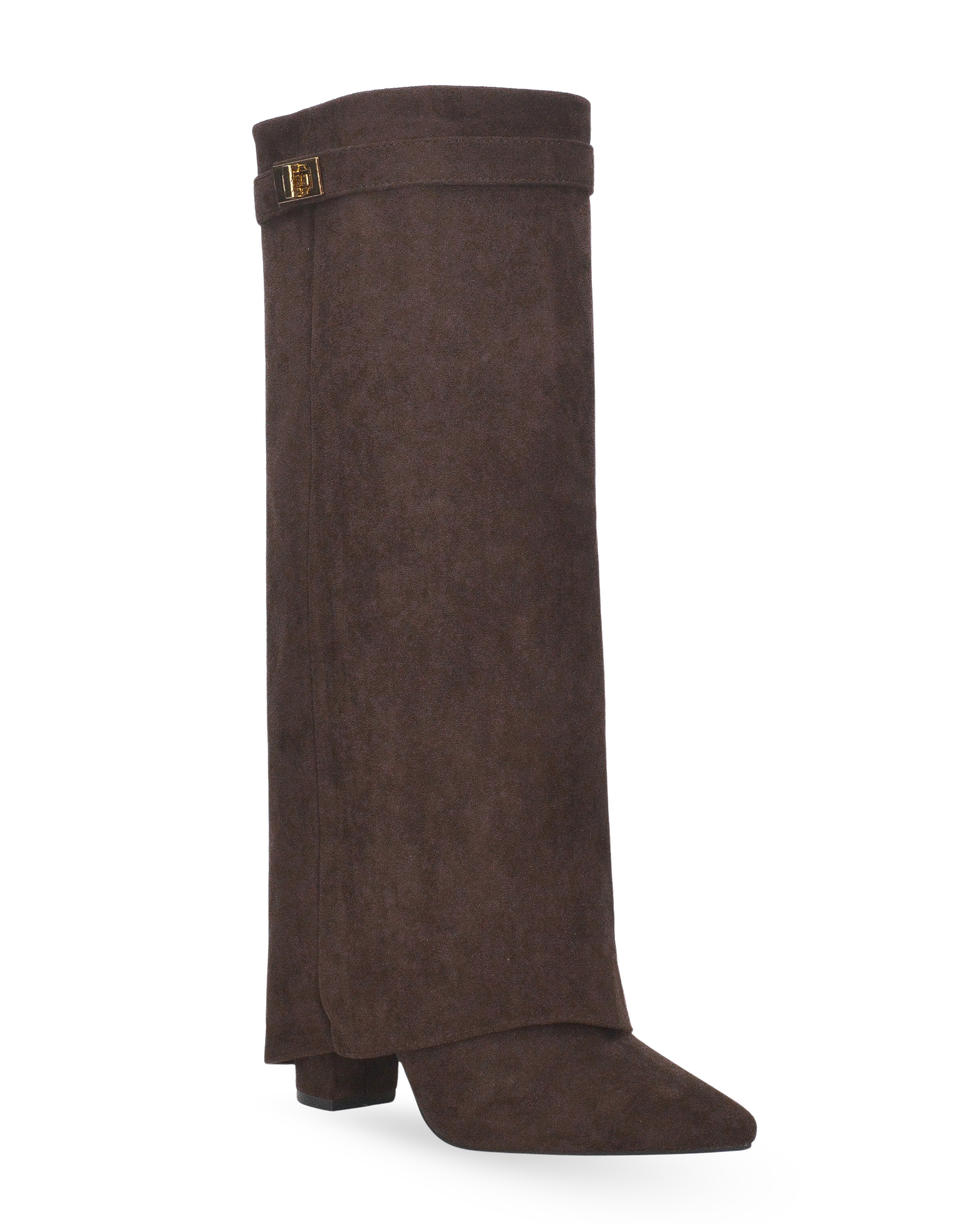 LILY - stivali alti in camoscio marrone con risvolto