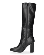 DEYA - stivali alti neri con cintura laterale e tacco alto