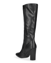 DEYA - stivali alti neri con cintura laterale e tacco alto