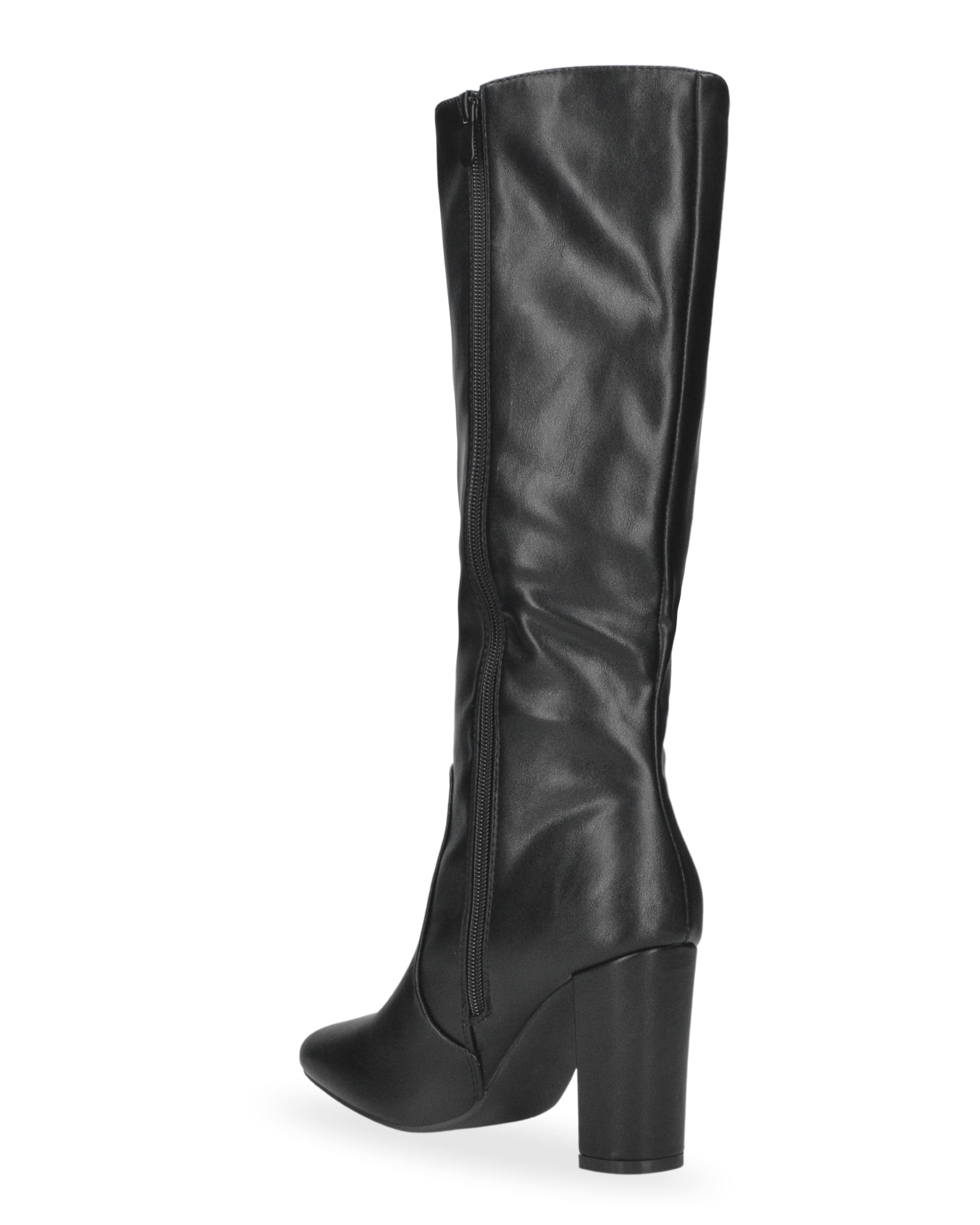 DEYA - stivali alti neri con cintura laterale e tacco alto