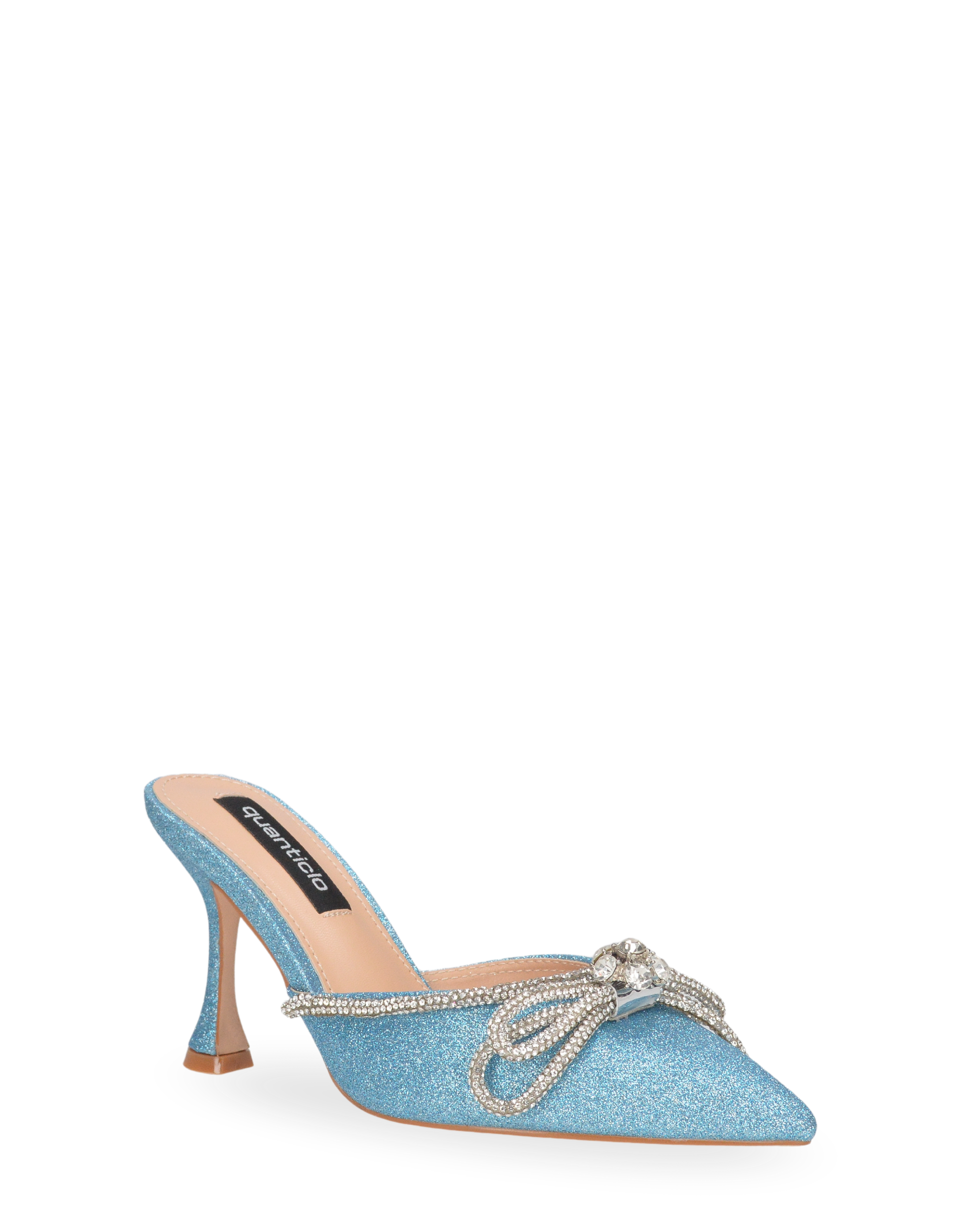 TABBY - décolleté in glitter azzurro con fiocco