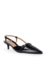 BERIT - sandali décolleté con tacco basso in nero lucido