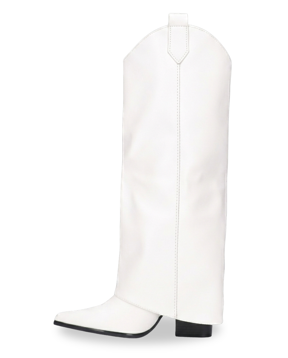 TORINA - stivale alto bianco con risvolto