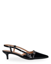 BERIT - sandali décolleté con tacco basso in nero lucido