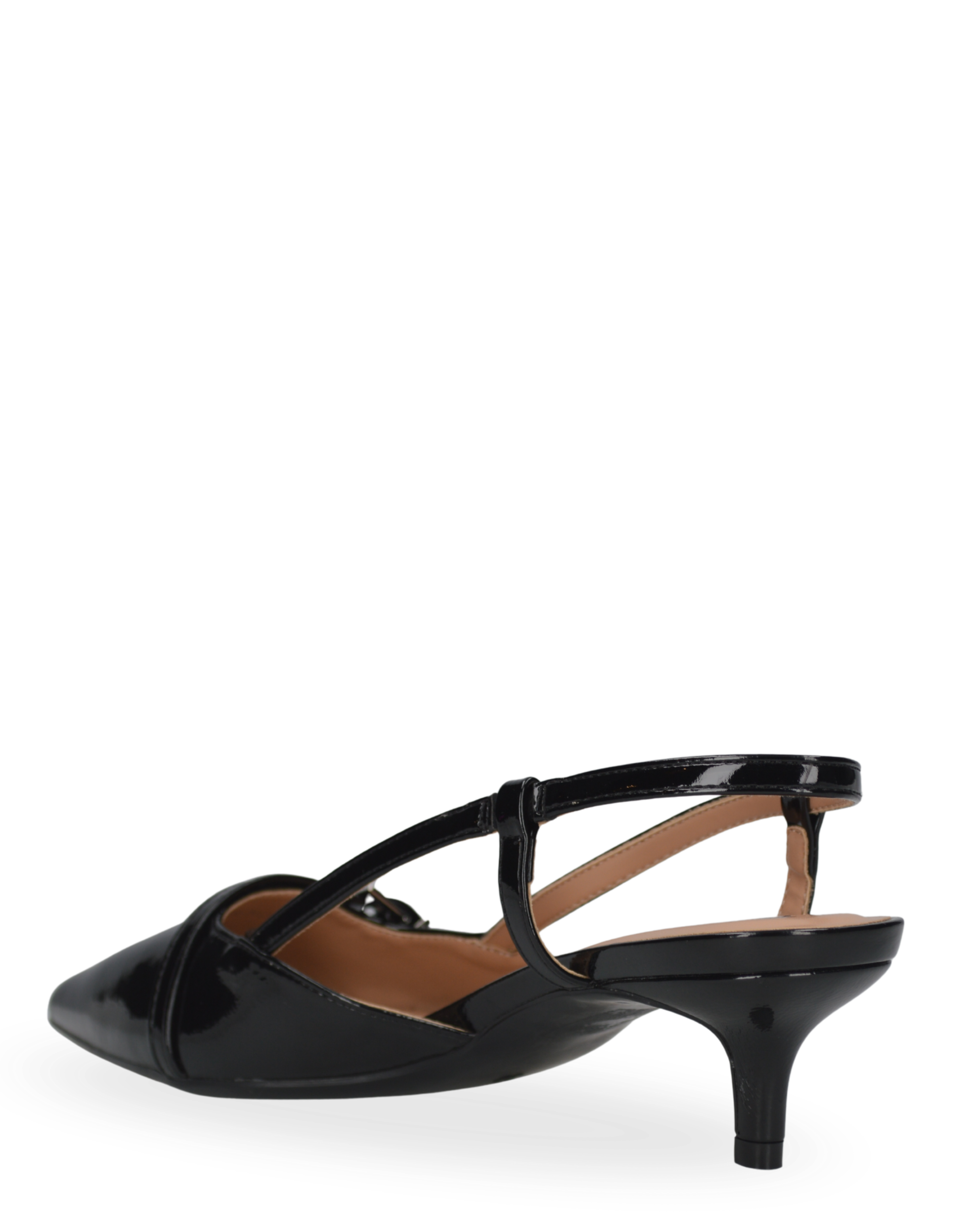 BERIT - sandali décolleté con tacco basso in nero lucido