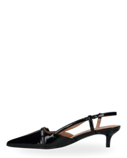 BERIT - sandali décolleté con tacco basso in nero lucido