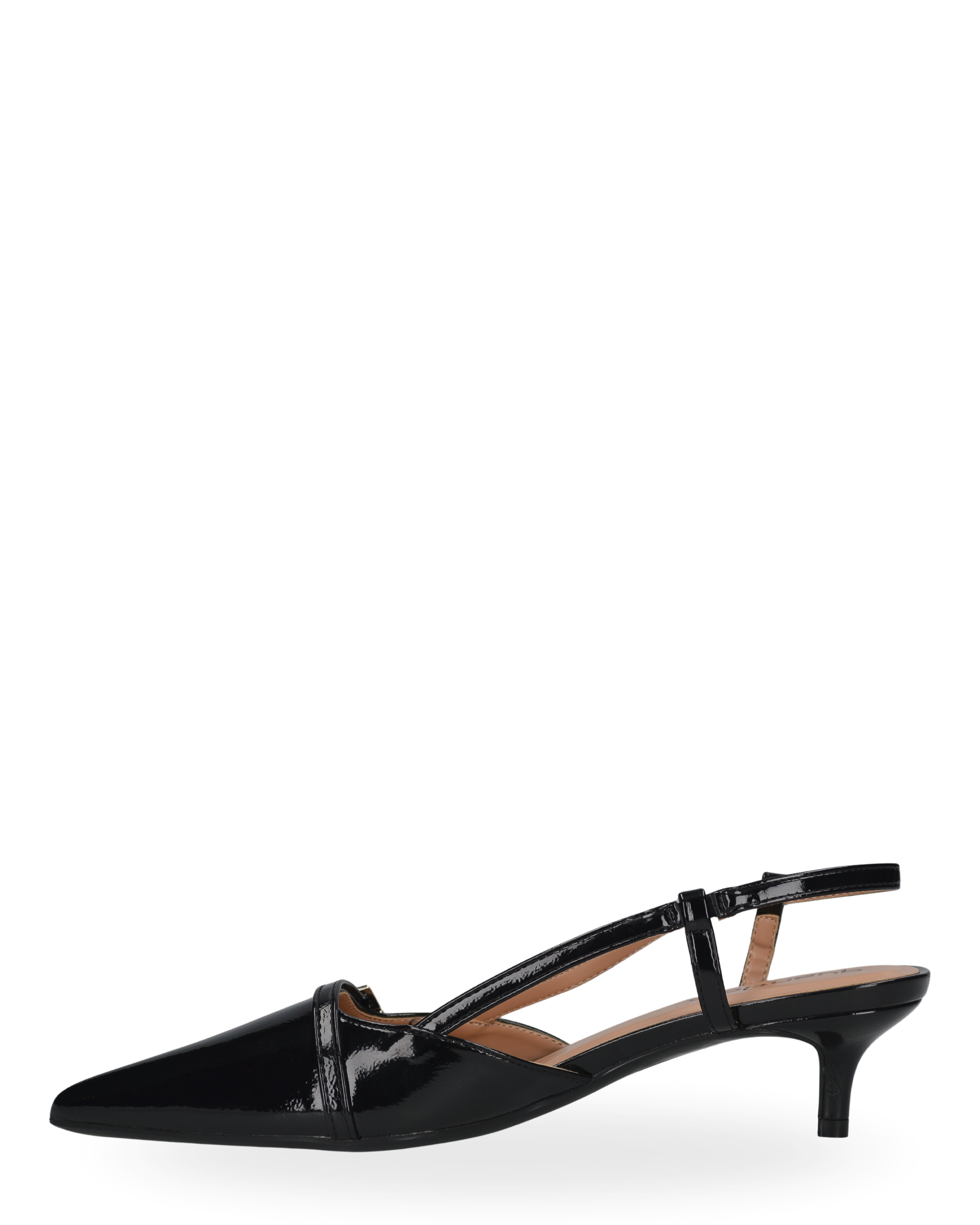 BERIT - sandali décolleté con tacco basso in nero lucido